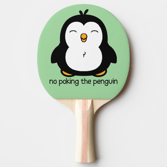 No Poking The Penguin Green Ping Pong Paddle (Front)