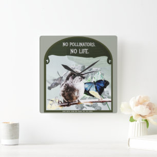 No Pollinators, No Life Square Wall Clock