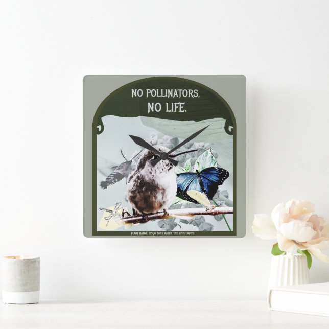 No Pollinators, No Life Square Wall Clock (Home)
