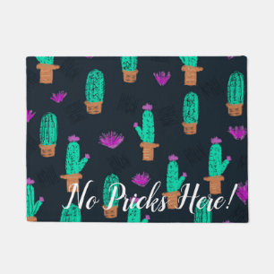 No Pricks Here Cactus Doodles Personalised Doormat