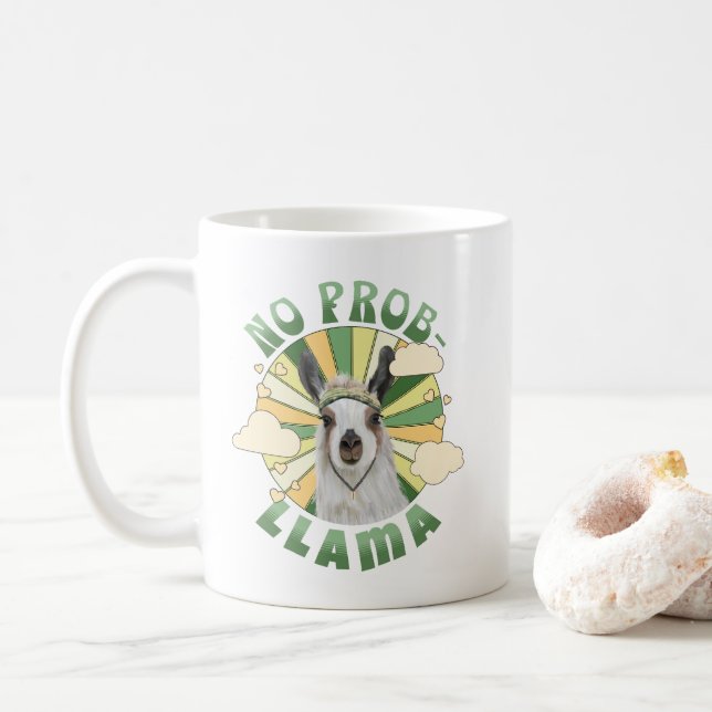 No Prob-Llama Boho Llama Coffee Mug (With Donut)