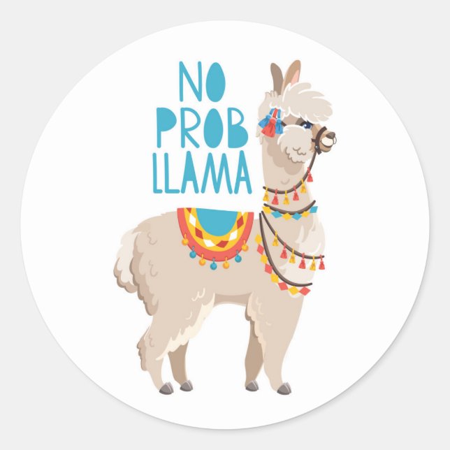 No Prob Llama Classic Round Sticker (Front)