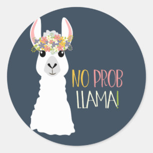No Prob Llama Classic Round Sticker