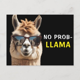 No Prob-Llama Cool Alpaca with Sunglasses Funny   Postcard
