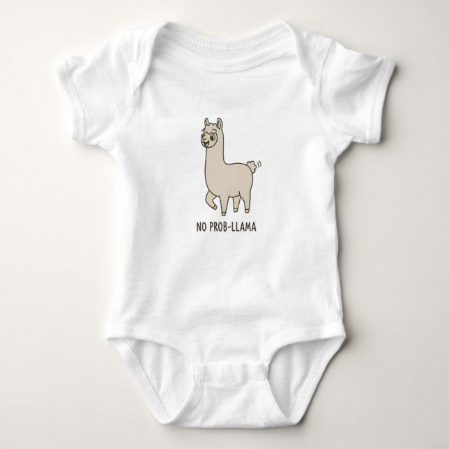 "No Prob-Llama" Cute Doodle - Chill Vibes! Baby Bodysuit (Front)