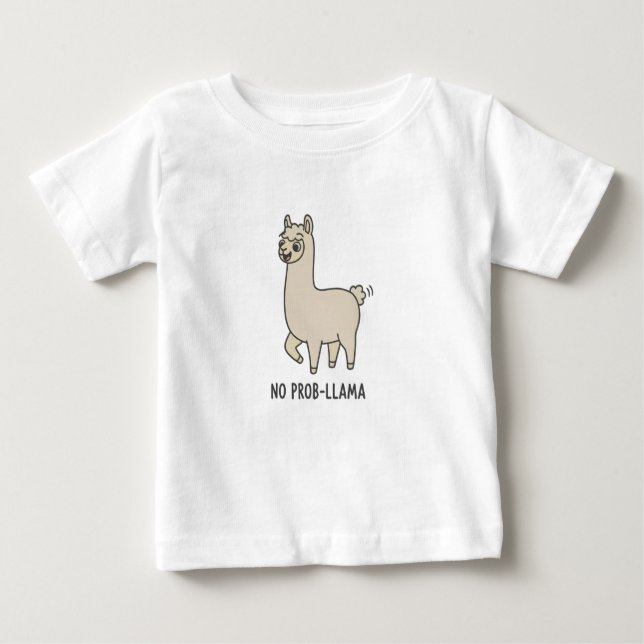 "No Prob-Llama" Cute Doodle - Chill Vibes! Baby T-Shirt (Front)