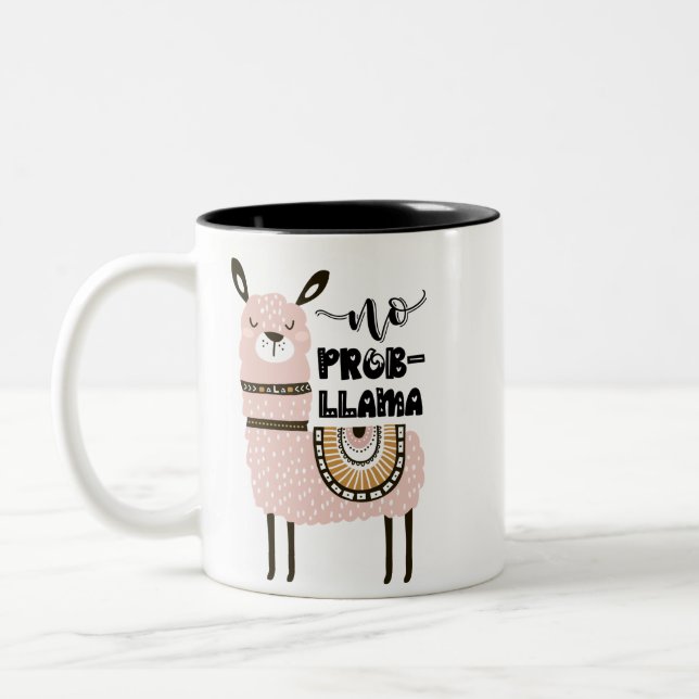 No Prob-Llama Cute Funny Two-Tone Coffee Mug (Left)