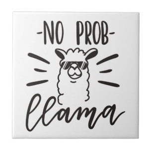 No Prob Llama Design Ceramic Tile