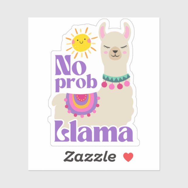 No Prob Llama fun sun sticker (Sheet)