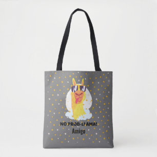 No-Prob-Llama Funny Cute Llama with Stars  Tote Bag