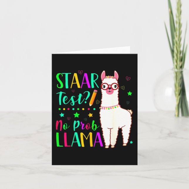 No Prob Llama Funny Teacher Exam Testing Test Day  Card (Front)