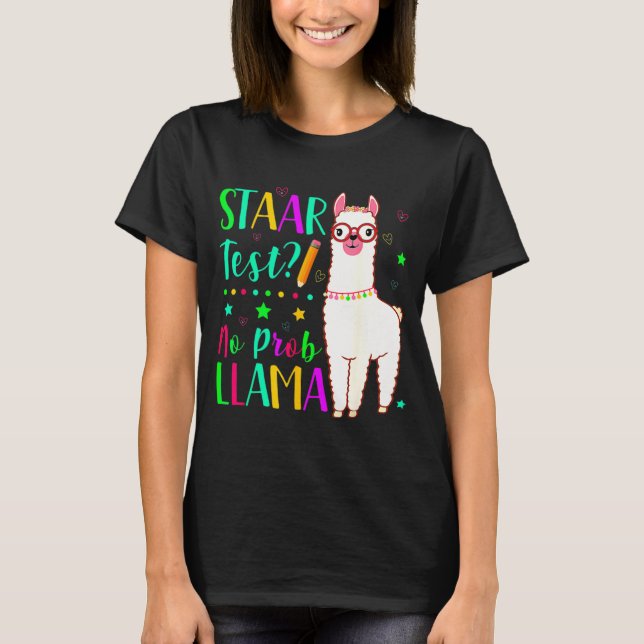 No Prob Llama Funny Teacher Exam Testing Test Day  T-Shirt (Front)