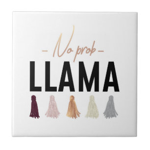 No Prob Llama Gold Tassels Ceramic Tile