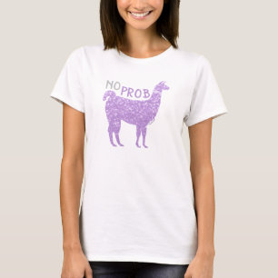 No Prob Llama Light Purple Sparkles T-Shirt