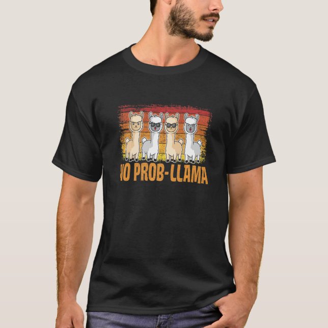 No Prob Llama Mens Women Animal   Llama Retro  2 T-Shirt (Front)