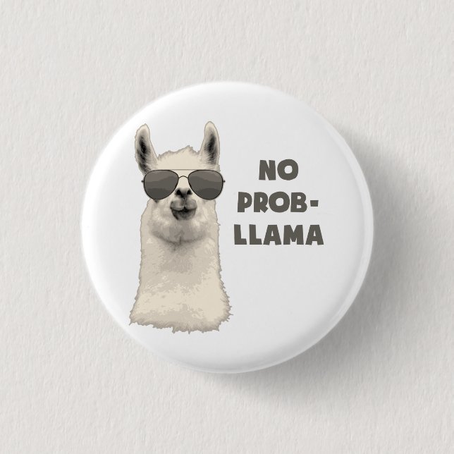 No Problem Llama 3 Cm Round Badge (Front)