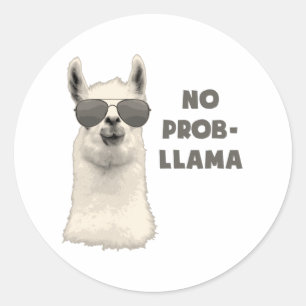 No Problem Llama Classic Round Sticker