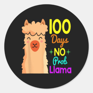No Probllama 100 Days Of School Cute 100th Day Boy Classic Round Sticker