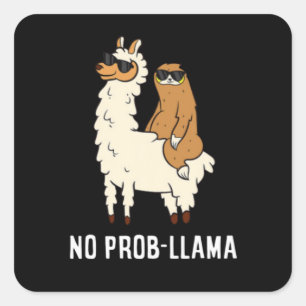 No Probllama Cute No Prob Llama Llama 209 V-Neck Square Sticker