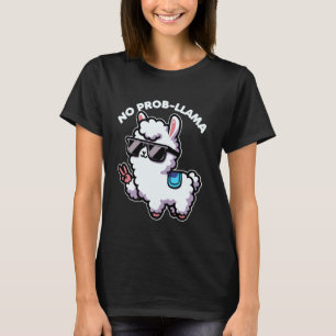 No Probllama Funny Llama Lover Pun Alpaca Animal K T-Shirt