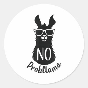 No Probllama Gift Humor Word Game Lama No Problema Classic Round Sticker