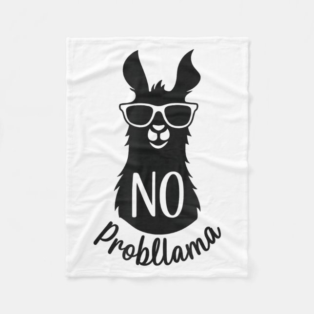 No Probllama Gift Humor Word Game Lama No Problema Fleece Blanket (Front)