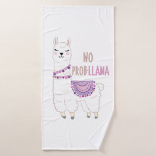 No Probllama Llama Funny Bath Towel