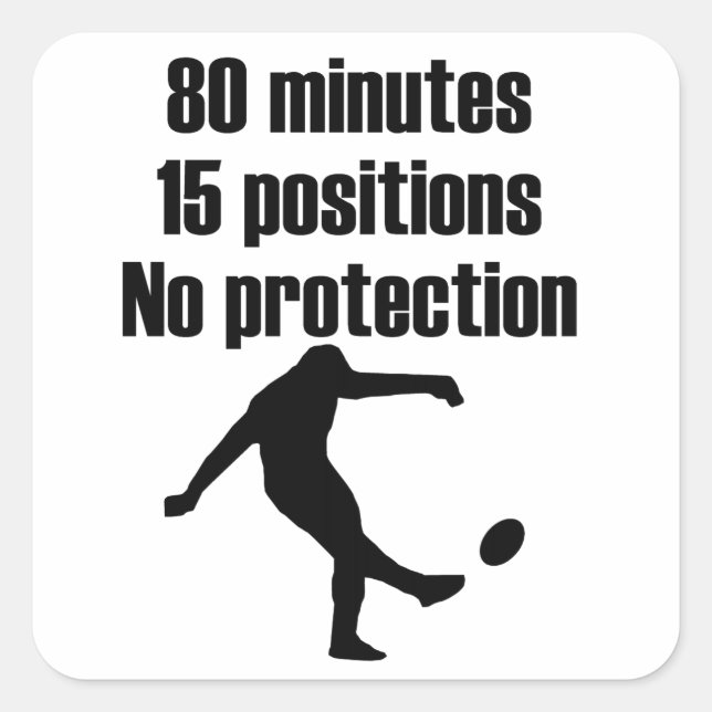 No Protection Rugby Square Sticker (Front)