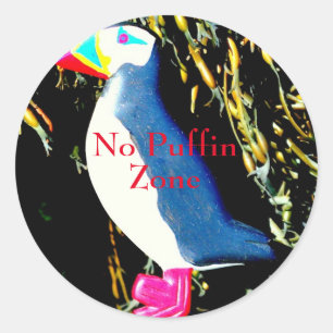 no puffin zone classic round sticker