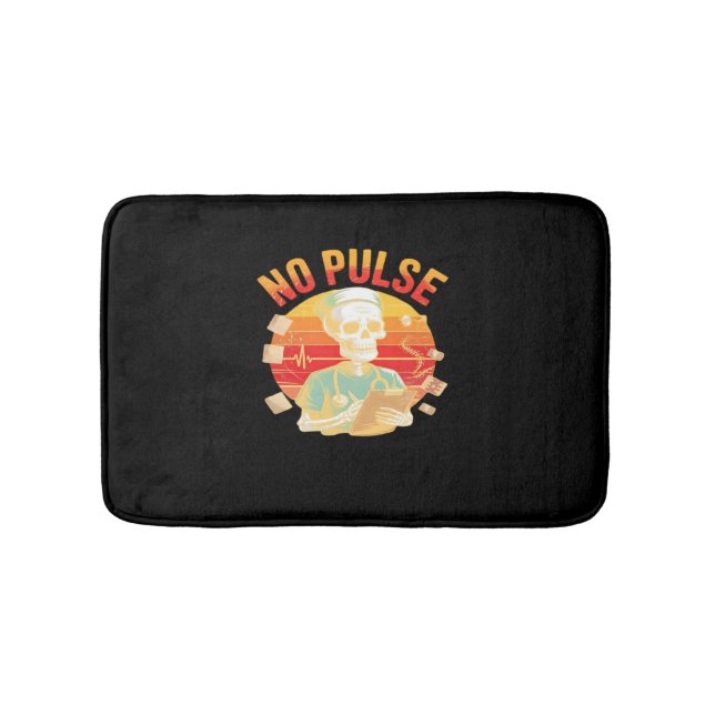 No Pulse Skeleton Nurse Funny Medical Halloween Pa Bath Mat (Front)