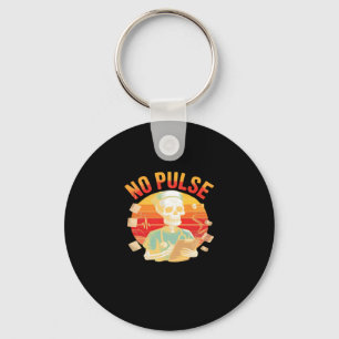 No Pulse Skeleton Nurse Funny Medical Halloween Pa Key Ring