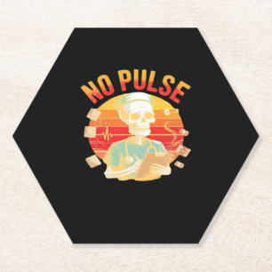 No Pulse Skeleton Nurse Funny Medical Halloween Pa Paper Coaster