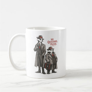 No Questions Please Funny Badger Duo Design Coffee Mug