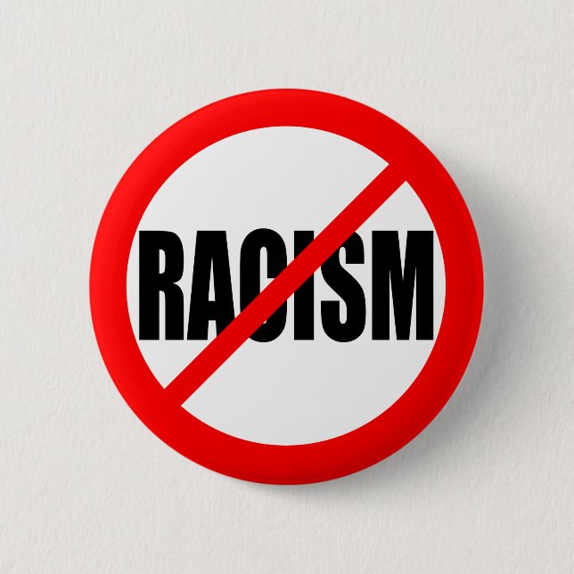 "NO RACISM" 6 CM ROUND BADGE (Front)