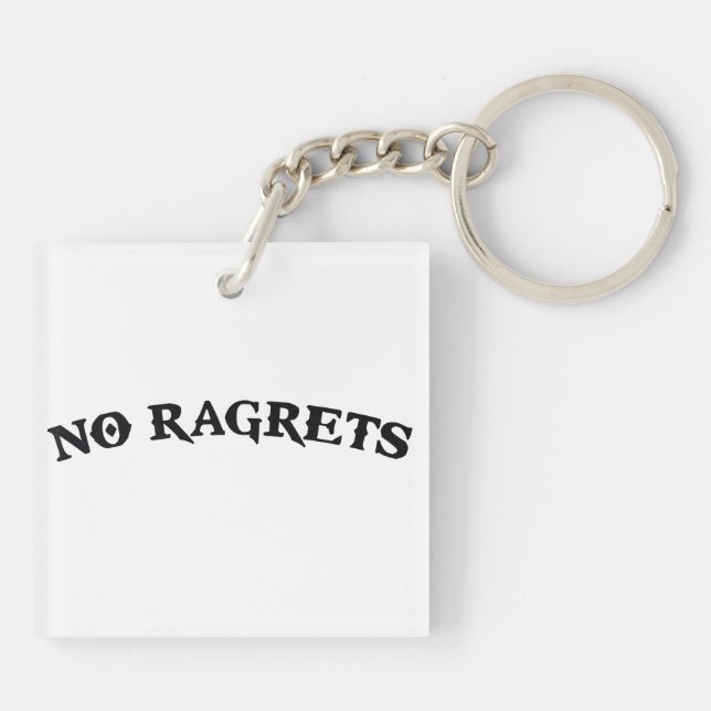 No Ragrets Mispelled Regrets Tattoo Key Ring (Back)