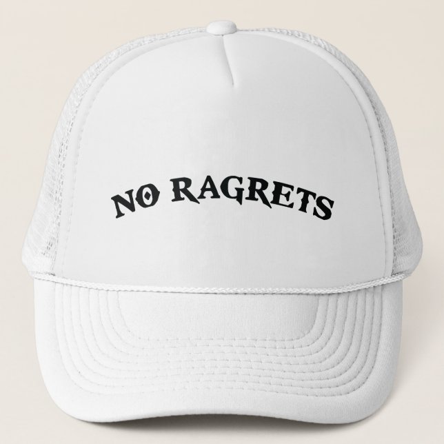 No Ragrets Mispelled Regrets Tattoo Trucker Hat (Front)