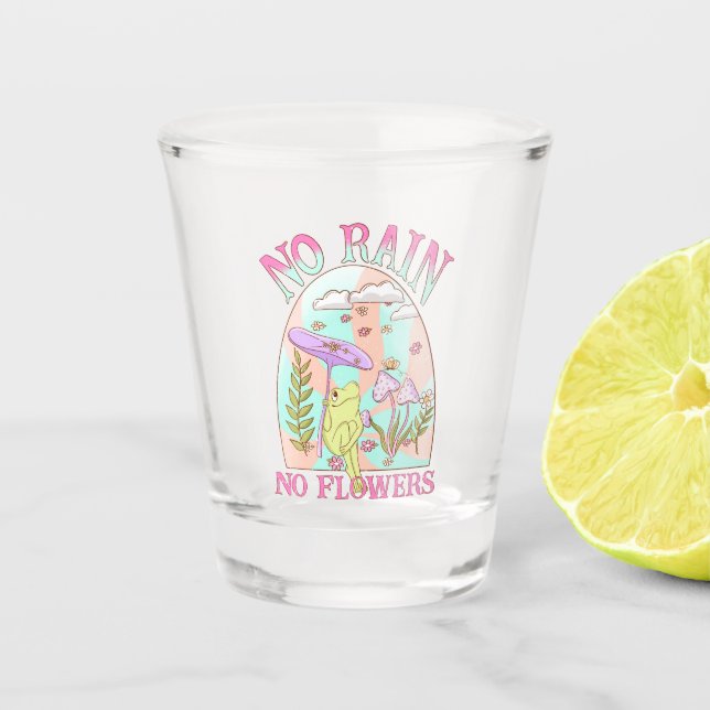 No Rain No Flower Floral Mushroom Shot Glass (Front)