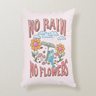 "No Rain, No Flowers" Inspirational Floral Decorative Cushion
