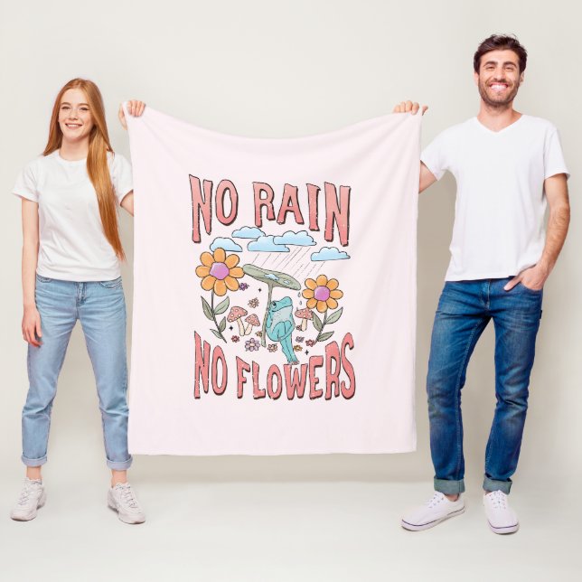 "No Rain, No Flowers" | Inspirational Floral Fleece Blanket (In Situ)