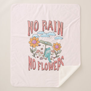 "No Rain, No Flowers" Inspirational Floral Sherpa Blanket