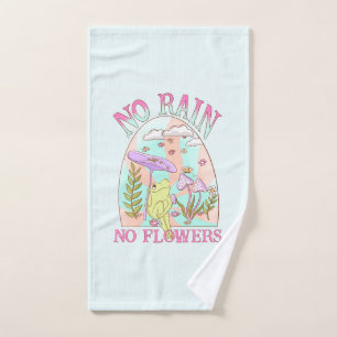 No Rain, No Flowers Inspiring Floral & Mushroom Bath Towel Set