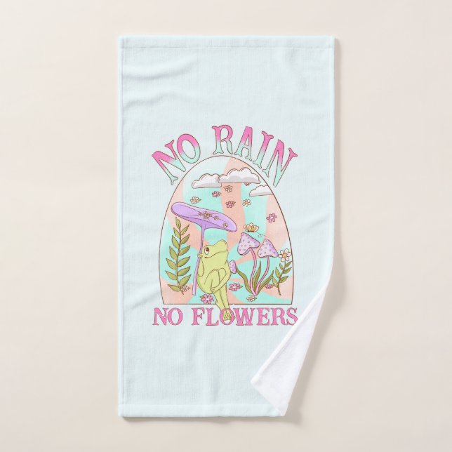 No Rain, No Flowers | Inspiring Floral & Mushroom Bath Towel Set (Hand Towel)