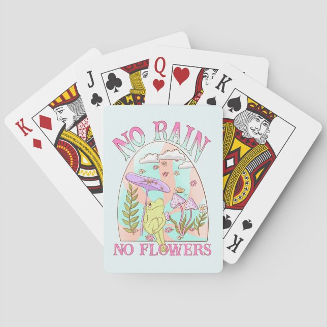 No Rain, No Flowers – Vibrant Floral & Mushroom Playing Cards (Back)
