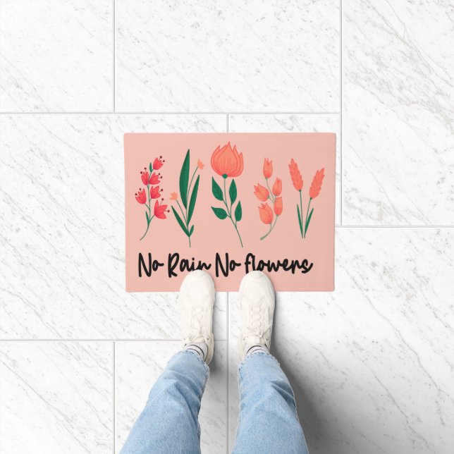No Rain No Flowers Wildflower Floral Plant Nature  Doormat (Indoor)