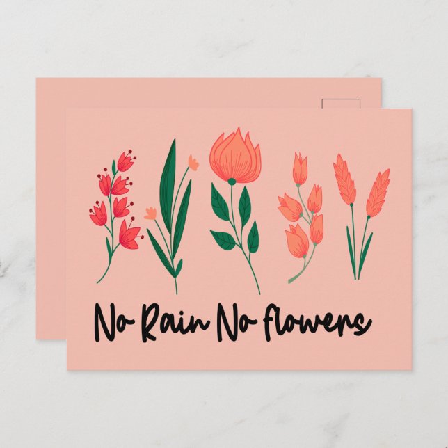 No Rain No Flowers Wildflower Floral Plant Nature  Postcard (Front/Back)