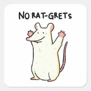 No Rat-grets Animal Rodent Rat Pun Sticker