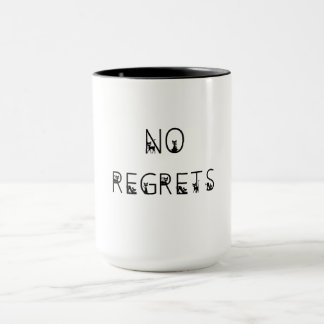 No Regrets black cats  font stacked words Mug