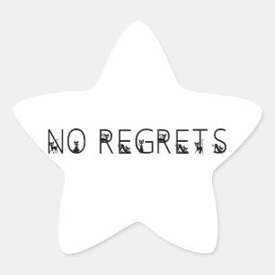 No Regrets black cats  font Star Sticker