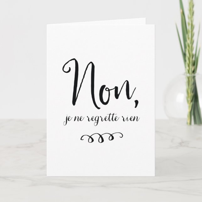 No Regrets Inspiratioinal French Quote Card (Front)
