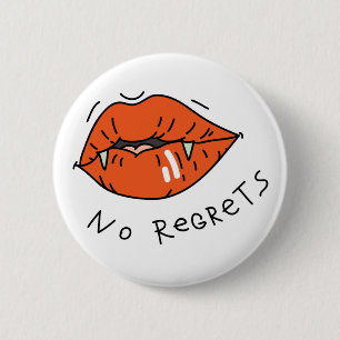 No Regrets Red Lips Anti-Valentine 6 Cm Round Badge